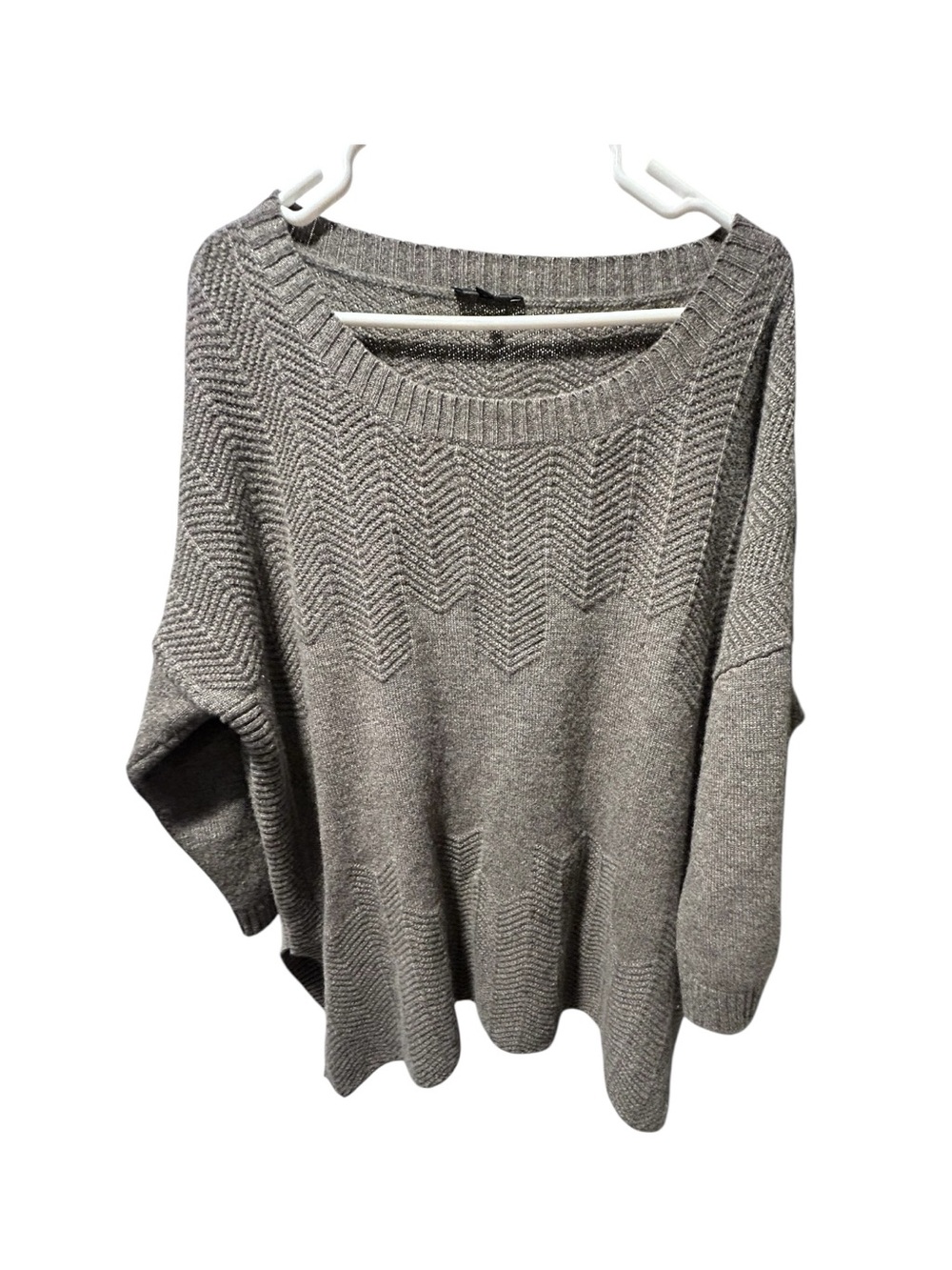 Lafayette 148 New York 100% Cashmere Chevron Stitch Oversized Knit Sweater Sz XL